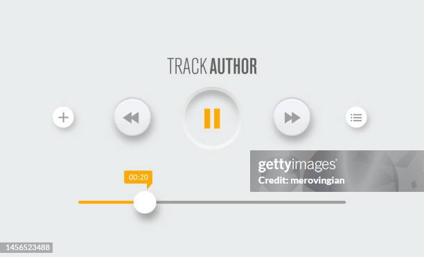 neumorphic design music player bar, audio interface controller - sliding stock illustrations