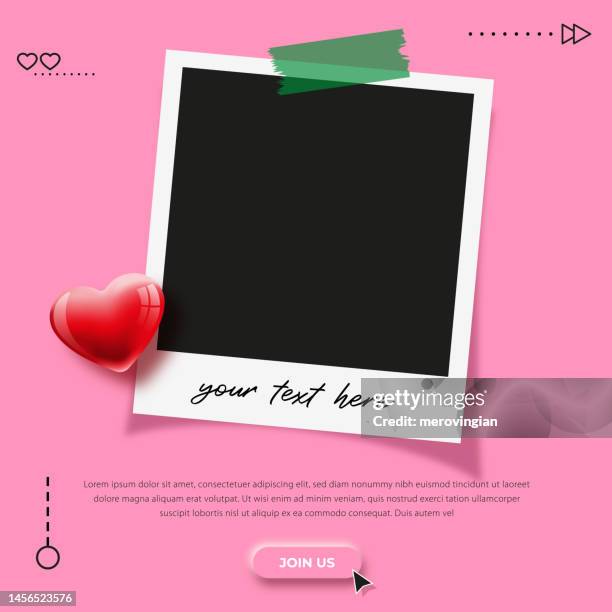 photo frame with valentine's day - polaroids stock illustrations