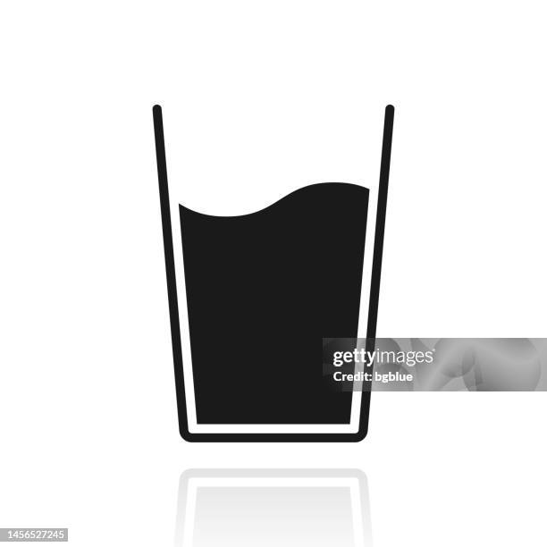 glass of water. icon with reflection on white background - drinking glass stock illustrations