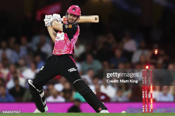 Kurtis Patterson of the Sixers is bowled by Peter Hatzoglou of the Scorchers during the Men's Big Bash League match between the Sydney Sixers and the...