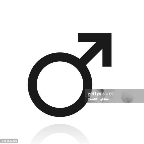 male. icon with reflection on white background - male symbol stock illustrations