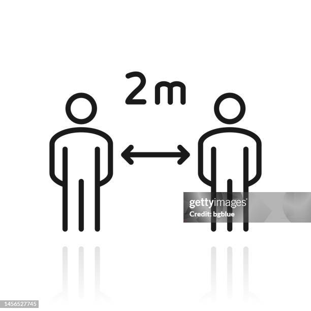 social distancing - 2 meter. symbol mit reflexion auf weißem hintergrund - light meter stock-grafiken, -clipart, -cartoons und -symbole