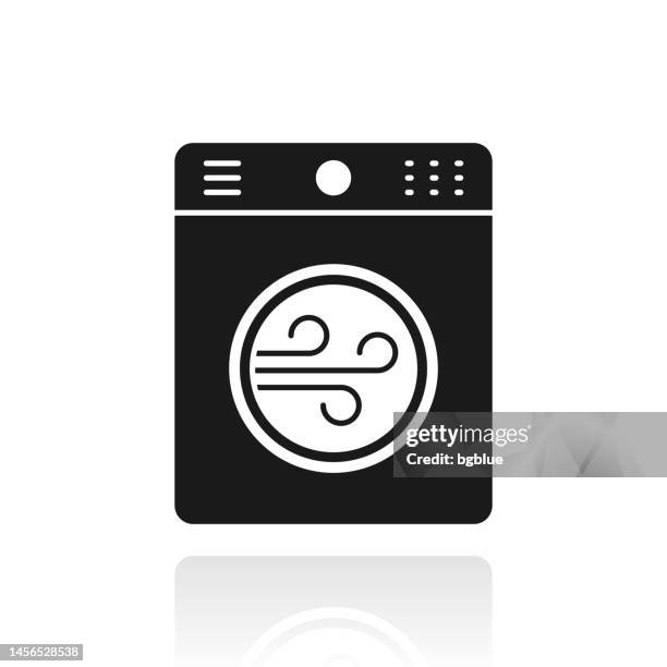 tumble dryer. icon with reflection on white background - laundry room stock illustrations