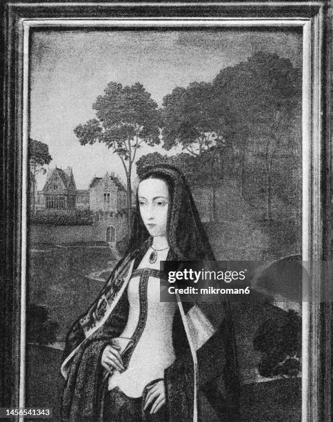 portrait of joanna of castile (historically known as joanna the mad) - queen of castile and queen of aragon - isabella deste imagens e fotografias de stock