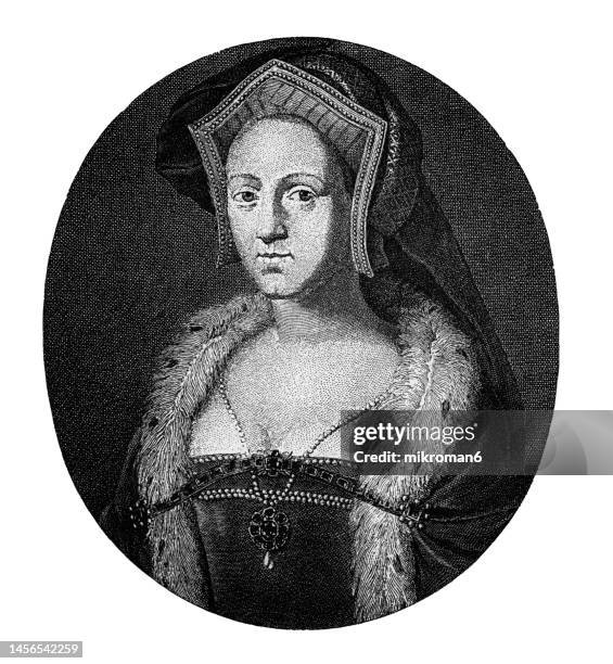 portrait of katharine howard, queen consort of england from 1540 until 1541 as the fifth wife of henry viii - catherine houard fotografías e imágenes de stock