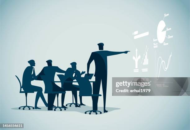 ilustraciones, imágenes clip art, dibujos animados e iconos de stock de analizar - director ejecutivo de empresa