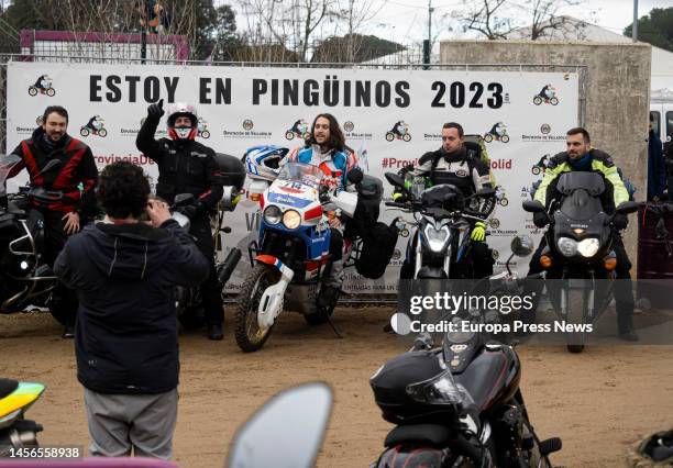 Several bikers are photographed with their motorcycles at a photocall, on 15 January, 2023 in Valladolid, Castilla y Leon, Spain. The 41st edition of...