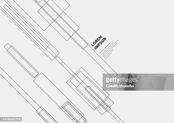 abstract black and white minimalism rectangle line pattern background - science and technology eps stock illustrations
