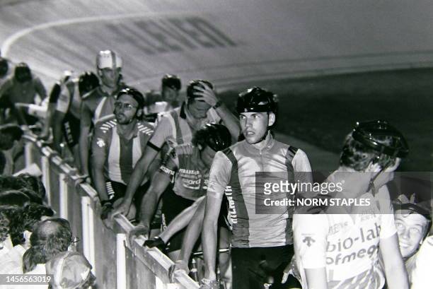 Members of The United States Cycling Federation ret ready to race on June 1, 1965 in Indianapolis.
