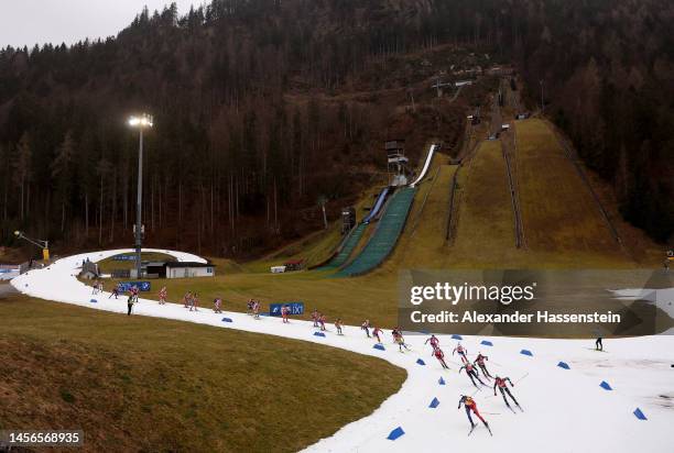 General view during the Women's 12.5 km Mass Start at the BMW IBU World Cup Biathlon Ruhpolding on January 15, 2023 in Ruhpolding, Germany.