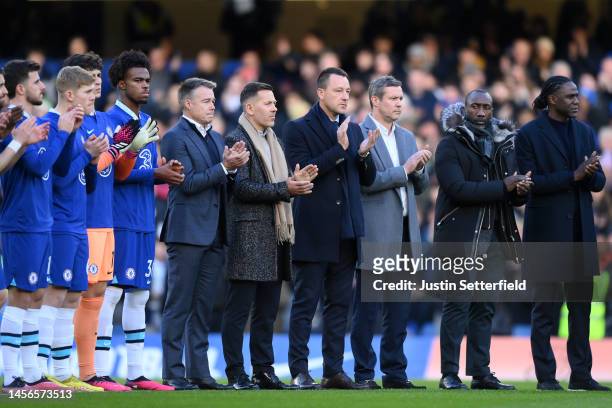 John Terry , Former Chelsea FC player stands during a minutes applause in memory of former Chelsea player Gianluca Vialli prior to the Premier League...