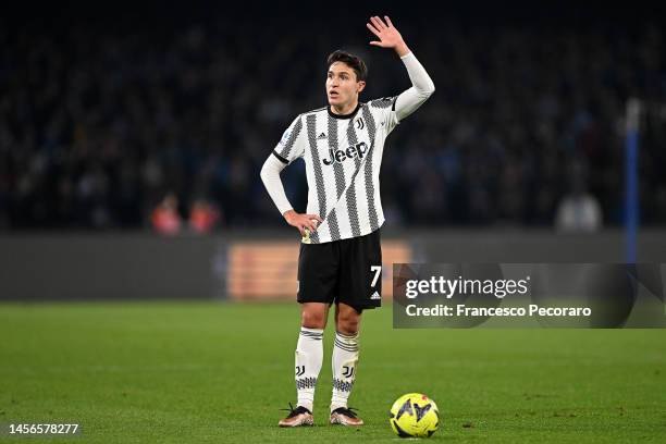 Federico Chiesa of Juventus during the Serie A match between SSC Napoli_Juventus at Stadio Diego Armando Maradona on January 13, 2023 in Naples,...