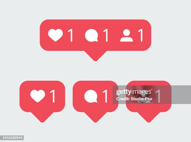 illustrazioni stock, clip art, cartoni animati e icone di tendenza di pacchetto icone social network. mi piace, commento, segui. - icona mi piace