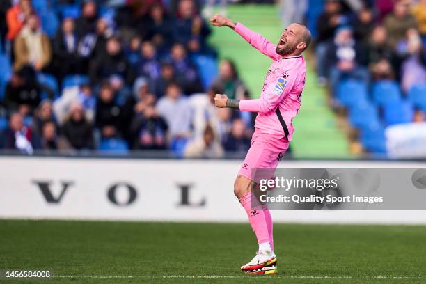 Aleix Vidal of RCD Espanyol reacts after the game during the LaLiga Santander match between Getafe CF and RCD Espanyol at Coliseum Alfonso Perez on...