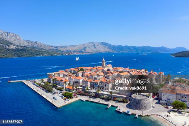 korcula old town - korcula island stock pictures, royalty-free photos & images