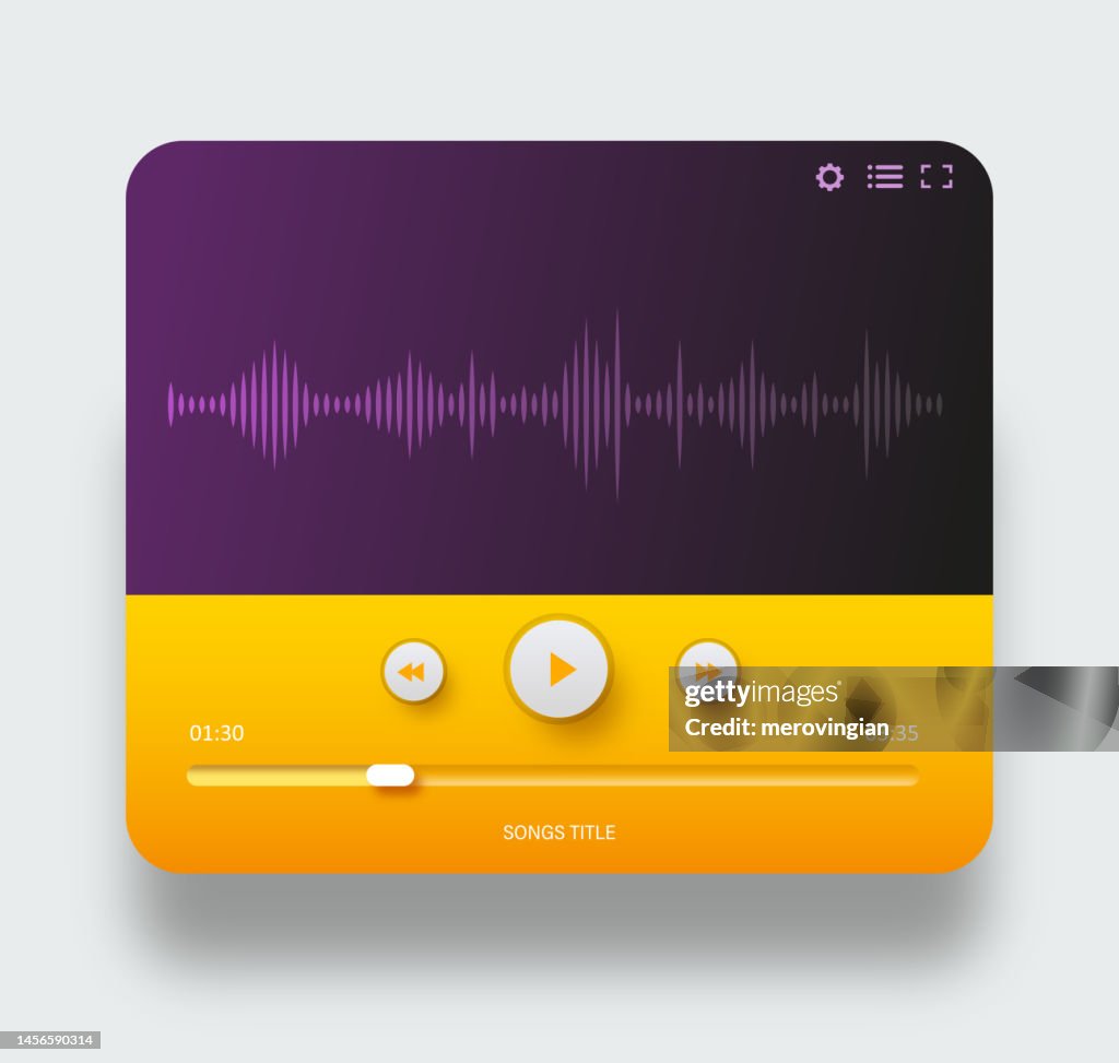 Media music player template with sound waves