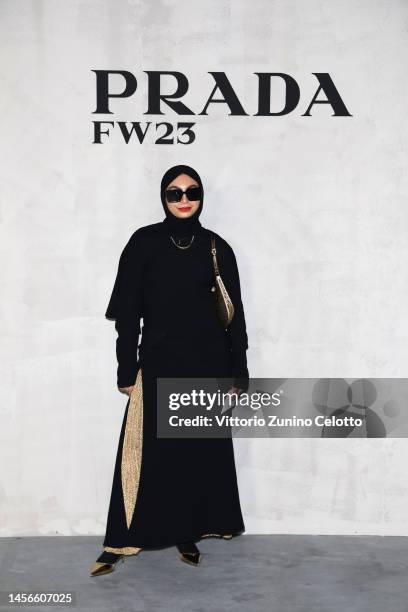 Aya Mohamed attends Prada Fall/Winter 2023/2024 Menswear Fashion Show on January 15, 2023 in Milan, Italy.