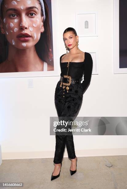 Hailey Bieber attends OBB Media’s Grand Opening of OBB Studios on January 14, 2023 in Hollywood, California.