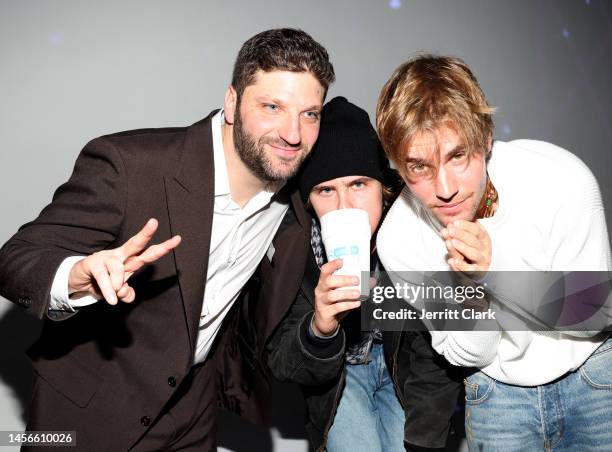 Michael D. Ratner, Founder, President and CEO of OBB Media, The Kid LAROI and Justin Bieber attend OBB Media’s Grand Opening of OBB Studios on...