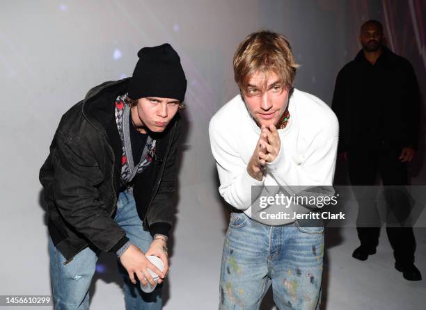 The Kid LAROI and Justin Bieber attend OBB Media’s Grand Opening of OBB Studios on January 14, 2023 in Hollywood, California.