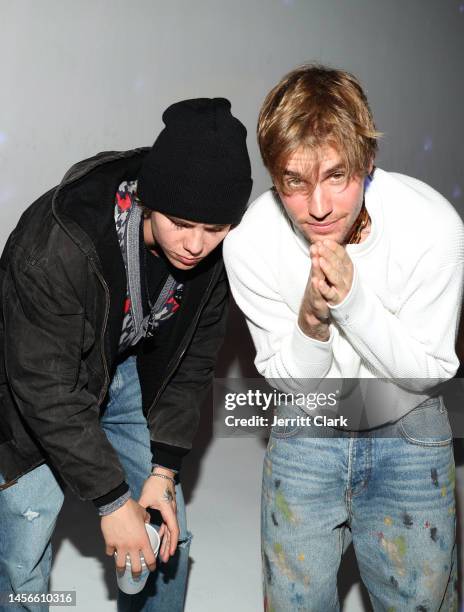 The Kid LAROI and Justin Bieber attend OBB Media’s Grand Opening of OBB Studios on January 14, 2023 in Hollywood, California.