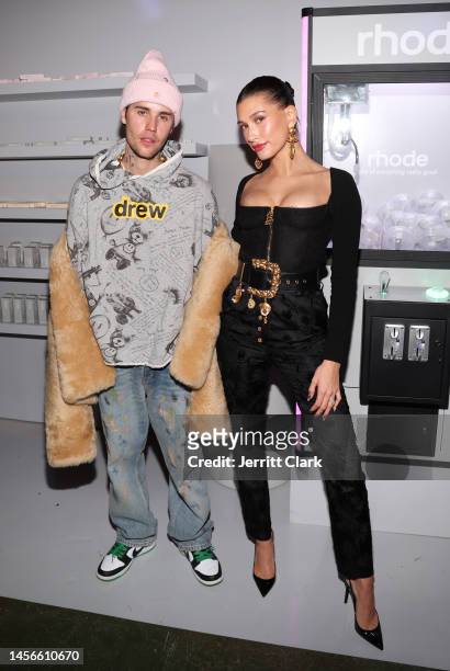 Justin Bieber and Hailey Bieber attend OBB Media’s Grand Opening of OBB Studios on January 14, 2023 in Hollywood, California.
