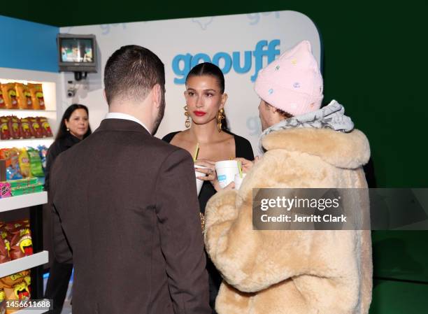 Michael D. Ratner, Founder, President and CEO of OBB Media, Justin Bieber and Hailey Bieber attend OBB Media’s Grand Opening of OBB Studios on...