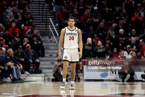 Matt Bradley of the San Diego State Aztecs looks on during the second half of a game against the New Mexico Lobos at Viejas Arena at San Diego State...