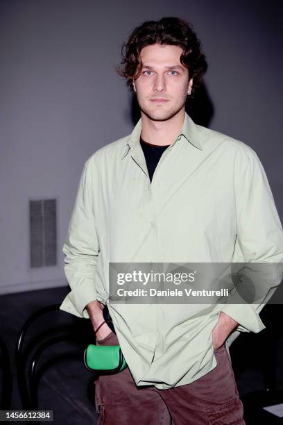 Guido Milani is seen front row at the JW Anderson Pre-Fall 2023 fashion show during the Milan Menswear Fall/Winter 2023/2024 on January 15, 2023 in...