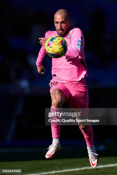 Aleix Vidal of RCD Espanyol runs with the ball during the LaLiga Santander match between Getafe CF and RCD Espanyol at Coliseum Alfonso Perez on...