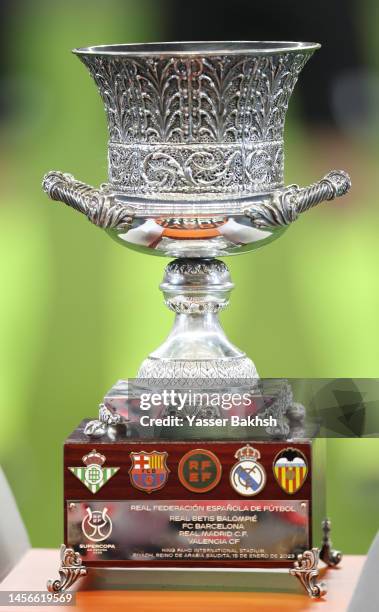 Detailed view of the Super Copa de Espana prior to the Super Copa de Espana Final match between Real Madrid and FC Barcelona at King Fahd...