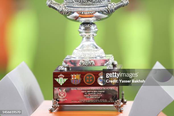 Detailed view of the Super Copa de Espana prior to the Super Copa de Espana Final match between Real Madrid and FC Barcelona at King Fahd...
