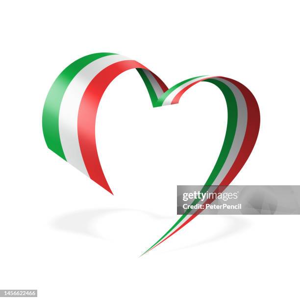 stockillustraties, clipart, cartoons en iconen met italy - ribbon heart flag. italian heart shaped flag. stock vector illustration - italian flag