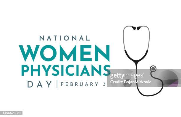 stockillustraties, clipart, cartoons en iconen met national women physicians day card, february 3. vector - vrouwelijke dokter