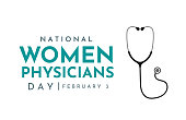National Women Physicians Day card, February 3. Vector