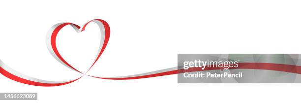 poland - long ribbon heart flag banner. polish heart shaped flag. stock vector illustration - polish flag stock illustrations