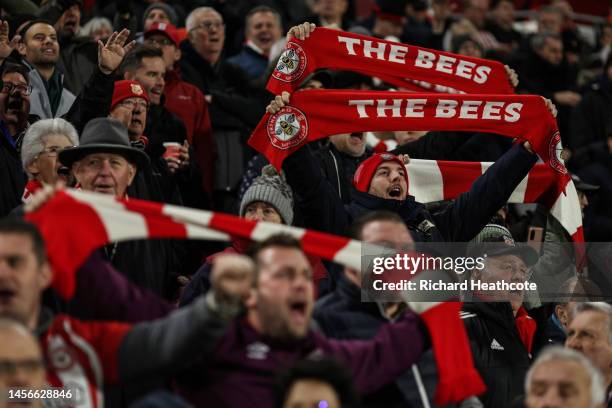 Brentford fans show their support during the Premier League match between Brentford FC and AFC Bournemouth at Brentford Community Stadium on January...