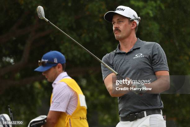 Andrew Putnam of the United States plays his shot from the fourth tee during the final round of the Sony Open in Hawaii at Waialae Country Club on...