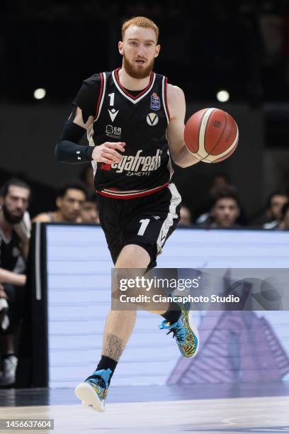 Niccolo Mannion of Virtus Segafredo Bologna in action during the LBA Lega Basket A match between Virtus Segafredo Bologna and Umana Reyer Venezia at...