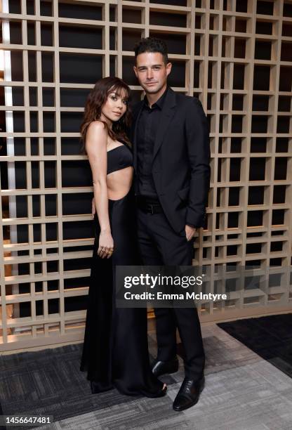 Sarah Hyland and Wells Adams attend the 28th Annual Critics Choice Awards at Fairmont Century Plaza on January 15, 2023 in Los Angeles, California.