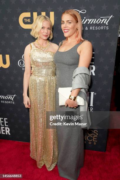 Michelle Williams and Busy Philipps attend the 28th Annual Critics Choice Awards at Fairmont Century Plaza on January 15, 2023 in Los Angeles,...