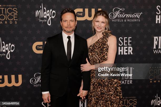 Scott Wolf and Kelley Wolf attend the 28th Annual Critics Choice Awards at Fairmont Century Plaza on January 15, 2023 in Los Angeles, California.
