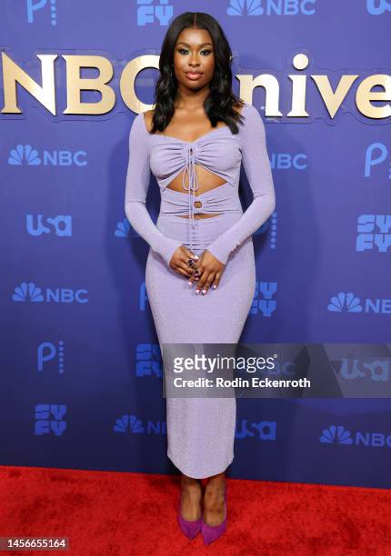 Courtney "Coco" Jones attends the 2023 NBCUniversal TCA Winter Press Tour at The Langham Huntington, Pasadena on January 15, 2023 in Pasadena,...