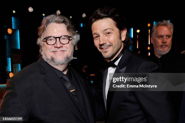 Guillermo del Toro and Diego Luna attend the 28th Annual Critics Choice Awards at Fairmont Century Plaza on January 15, 2023 in Los Angeles,...