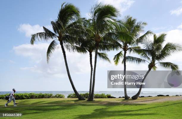 Hayden Buckley of the United States walks on the 17th hole during the final round of the Sony Open in Hawaii at Waialae Country Club on January 15,...