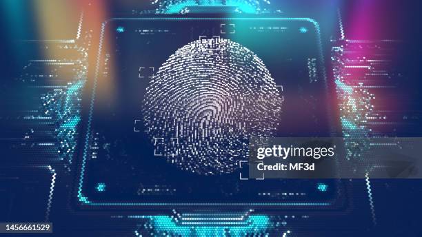 personenidentitätskonzept mit fingerabdruck - fingerprint scanner stock-fotos und bilder