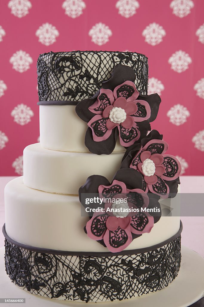 Wedding cake with flower decoration