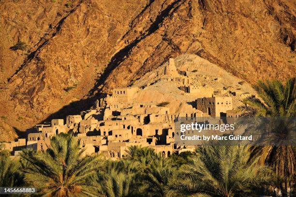 birkat al mouz ruins near nizwa, oman - oman landscape stock pictures, royalty-free photos & images