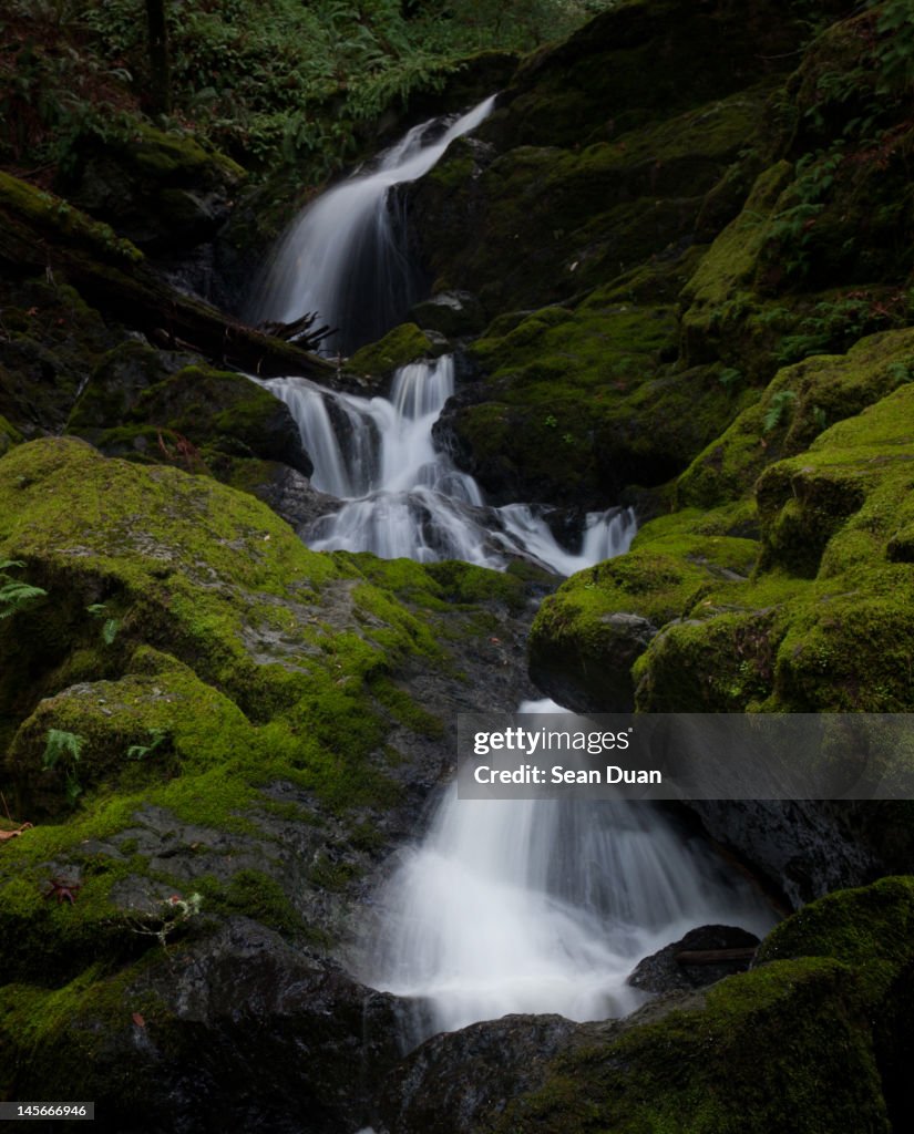 Water falling through rocks