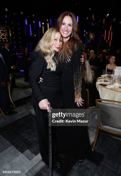 Christina Applegate and Julia Roberts attend the 28th Annual Critics Choice Awards at Fairmont Century Plaza on January 15, 2023 in Los Angeles,...